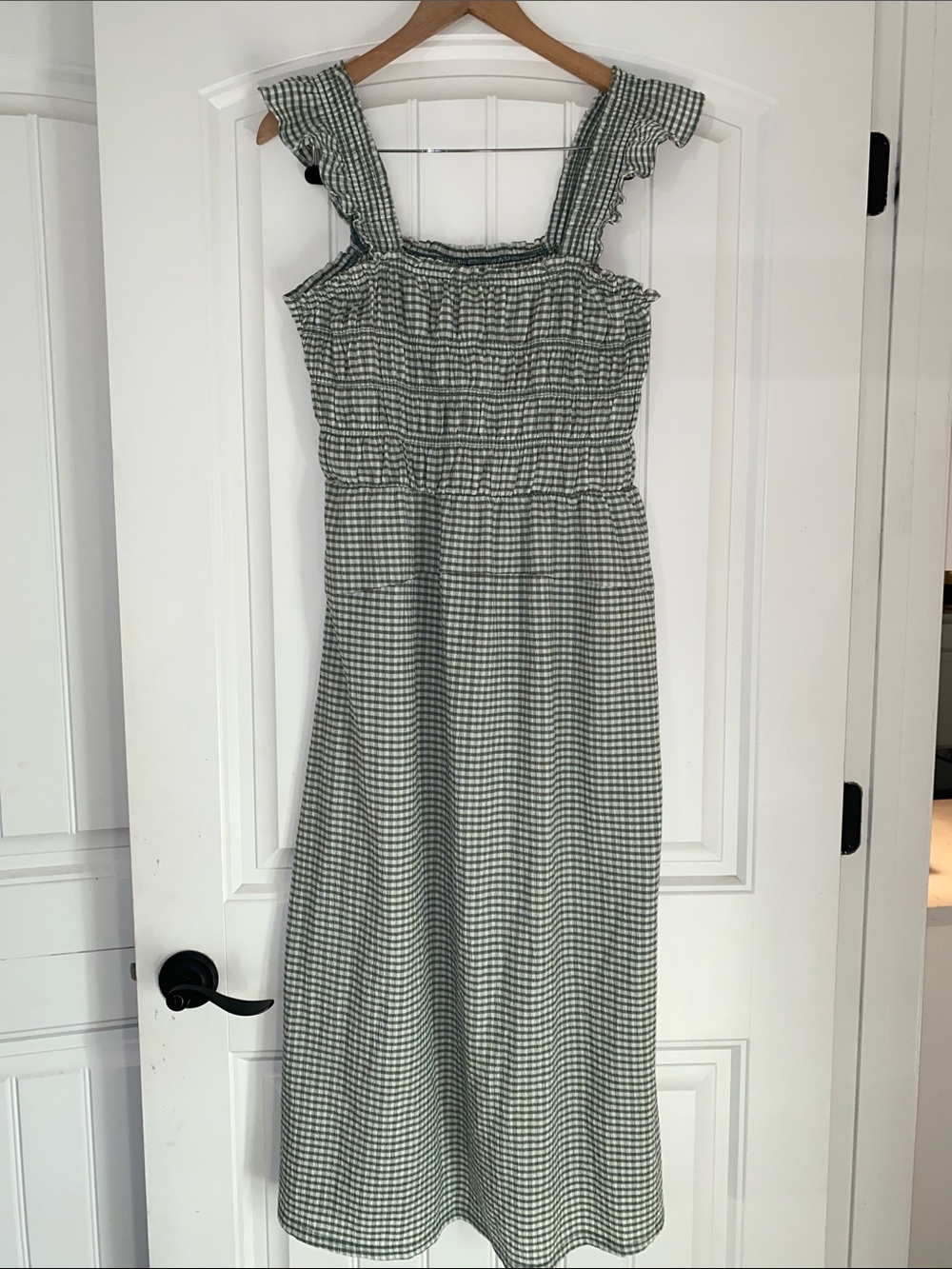 Old Navy Green Gingham Smocked Midi Dress size Large